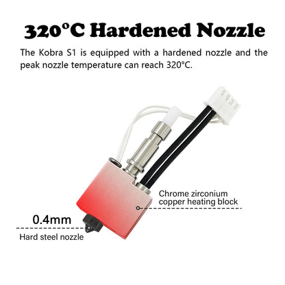 3 Pack Hardened 200K Hotend for Kobra S1 Combo 0.2MM 0.4MM 0.6MM Steel Kit