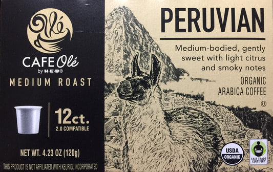 CAFE OLÃƒÆ’Ã¢â‚¬Â° Cafe Ole Organics Peruvian Medium Roast Single Serve Coffee Cups