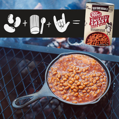 SERIOUS Bean Co Sweet and a Bit Sassy Dr Pepper Baked Beans, Canned Baked Beans made with White Beans, Vegan Beans, Ready to Serve Beans, (16.0 oz (454g) 6 Pack)