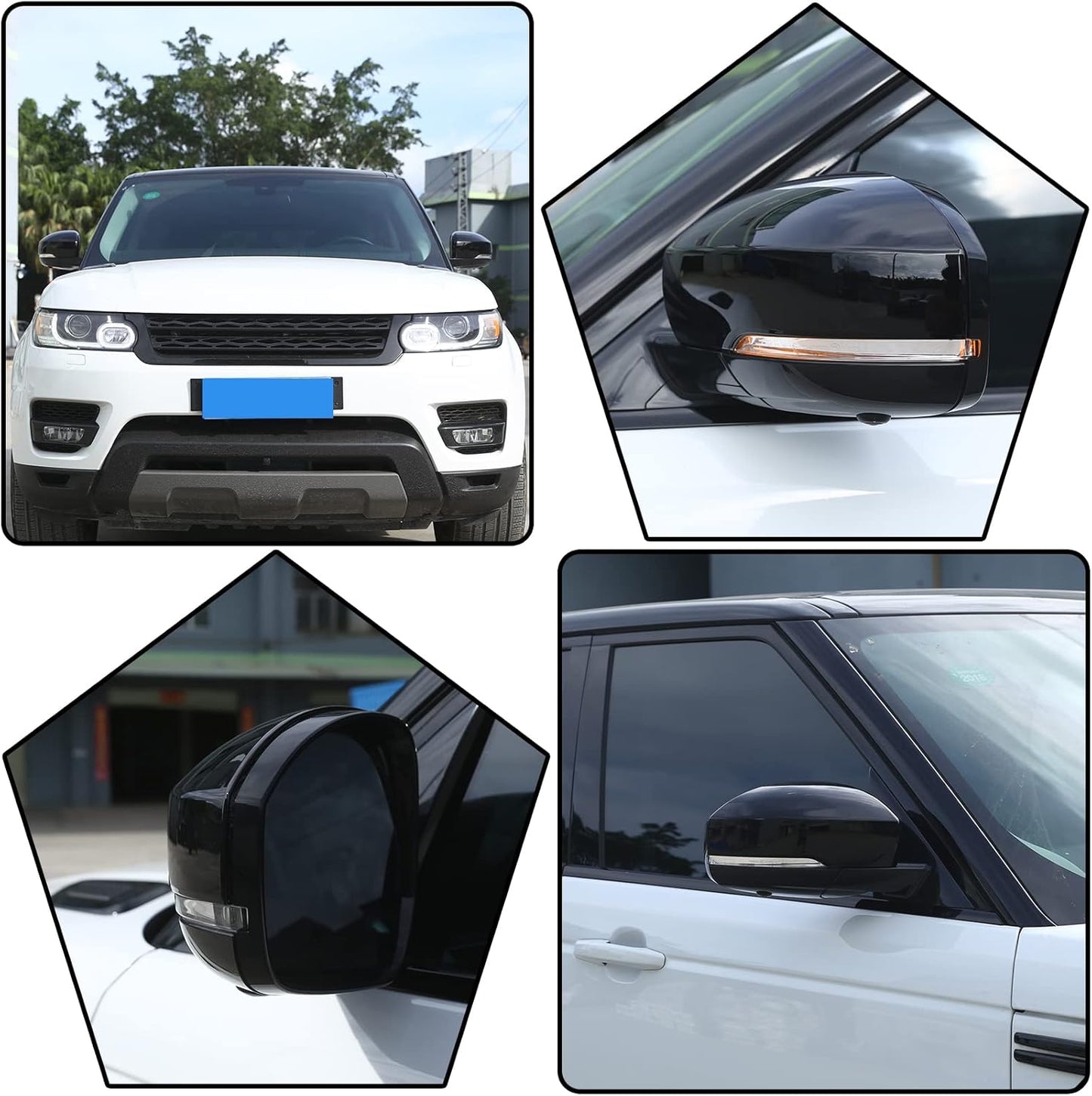 Side Rearview Mirror Cover For Land Rover Range Rover Sport 2014-17 Gloss Black
