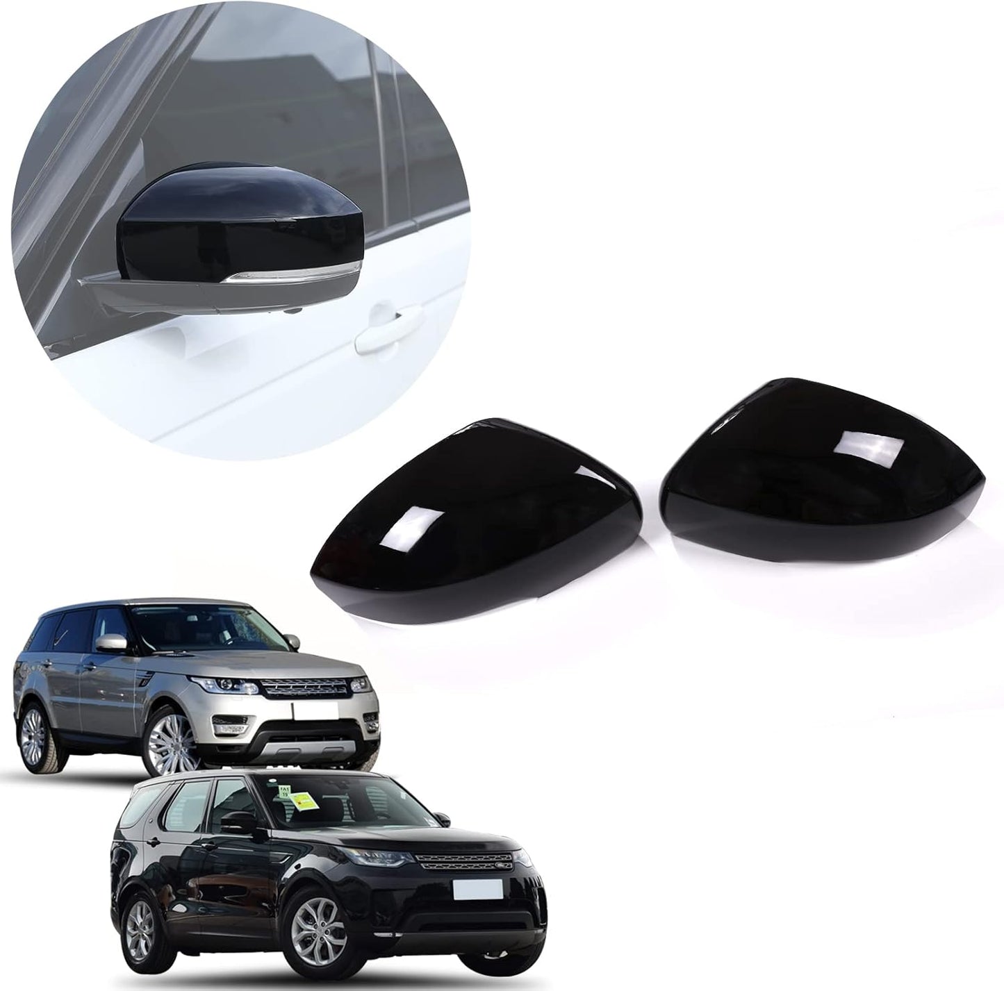 Side Rearview Mirror Cover For Land Rover Range Rover Sport 2014-17 Gloss Black