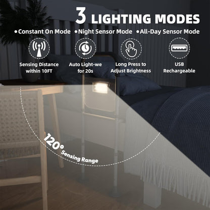 Bed Rails for Elderly Adults Safety with Motion Sensor Light & Storage Bag Adjustable Support Bar for King Queen Full Twin Beds
