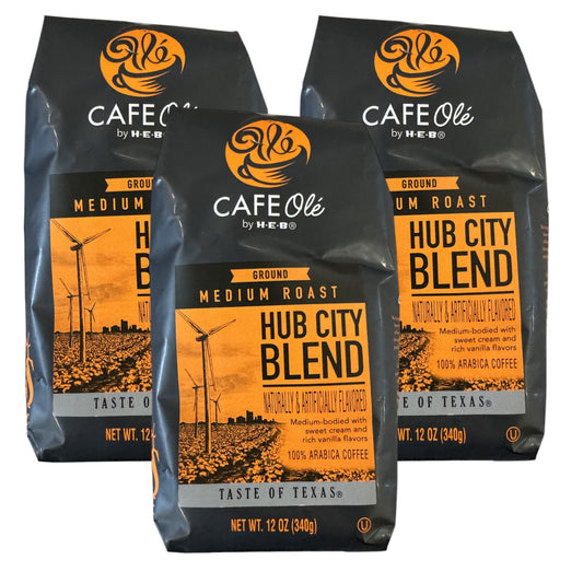 CAFE Ole Hub City Blend Ground Coffee Medium Roast 12oz (3 bags)