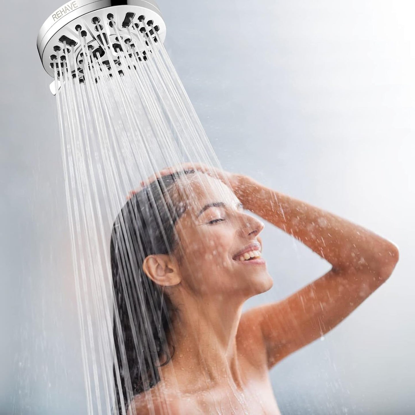 5.1" Rainfall Shower Head - 63 Jets, 8 Modes, Chrome