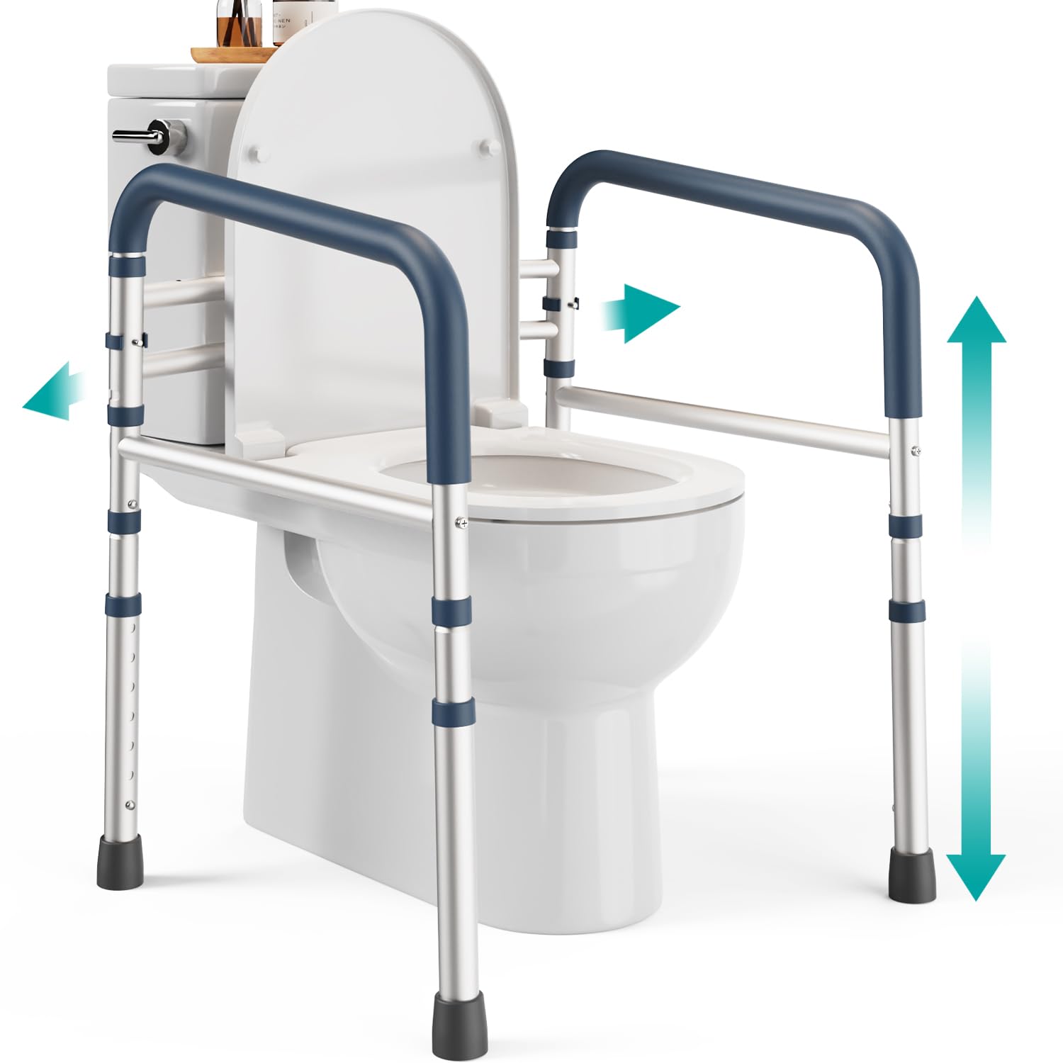 FSA HSA Eligible Toilet Safety Rails Adjustable Frame for Seniors 350 lb Capacity NA374-003