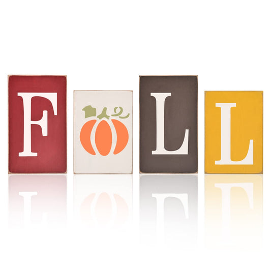 Thanksgiving Fall Decorations Set of 4 Free Standing Rustic Table Signs