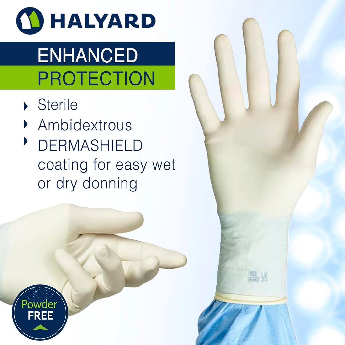HALYARD Surgical Gloves Latex Sterile Powder Free Size 6.5 Small Box of 50 Pairs