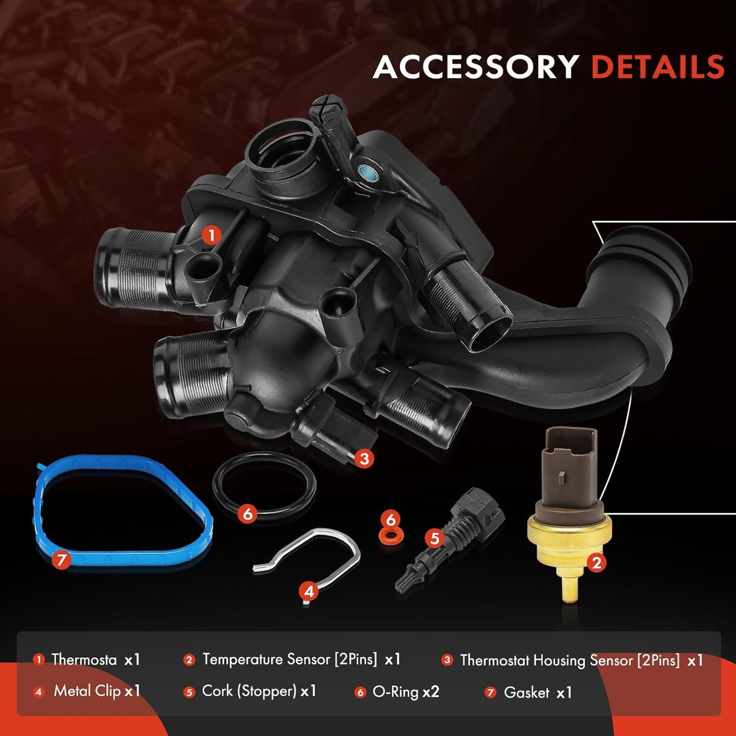 Thermostat with Housing Assembly 11537534521 For 2007-2013 Mini Cooper 1.6L