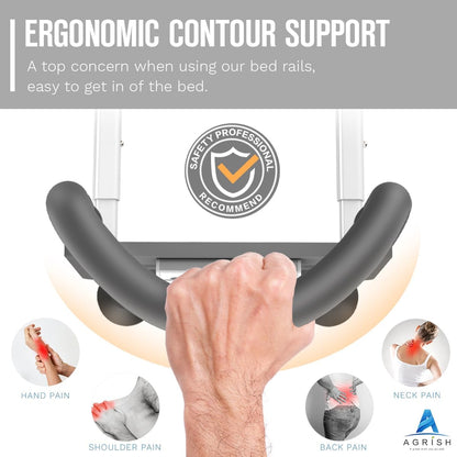 Agrish Bed Rails for Elderly Adults Safety with Motion Light & Storage Pouch