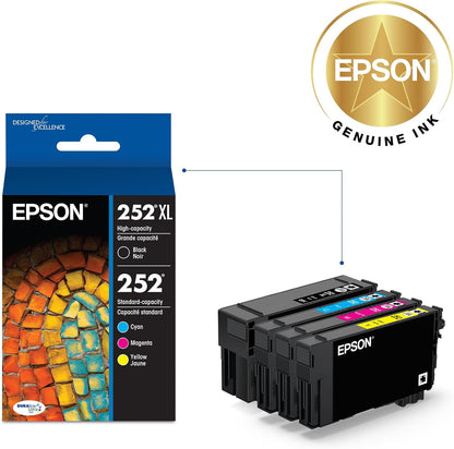NEW Genuine EPSON 252XL High-Capacity BLACK INK CARTRIDGE + COLOR INK
