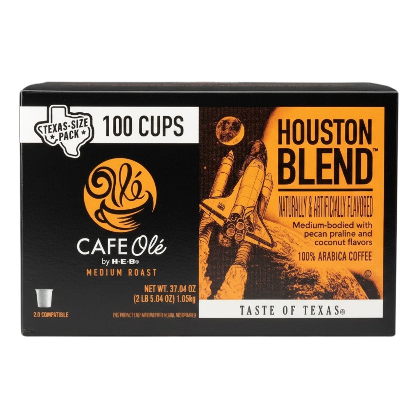 CAFE Ole by H-E-B Houston Blend Coffee Pecan Praline and Coconut Medium Roast Single Serve Pods 100 Count