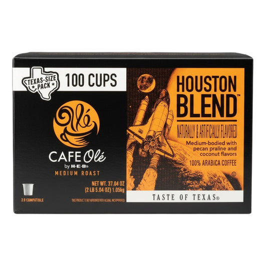 CAFE Ole by H-E-B Houston Blend Coffee Pecan Praline and Coconut Medium Roast Single Serve Pods 100 Count