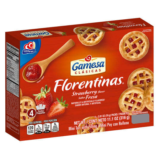 Gamesa Florentinas Mini Tart Strawberry Naturally and Artificially Flavored, 2.81 oz 4 Count (22 cookies)
