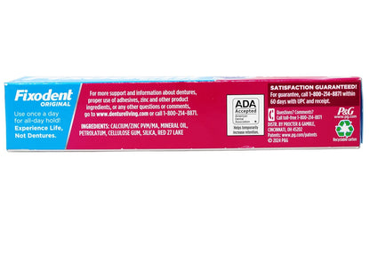 Fixodent Denture Adhesive Cream Original All Day Hold Fulls Partials 2.4 oz 5 Pack