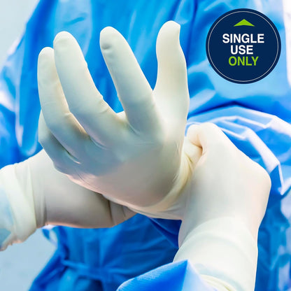 HALYARD Surgical Gloves Latex Sterile Powder Free Size 6.5 Small Box of 50 Pairs