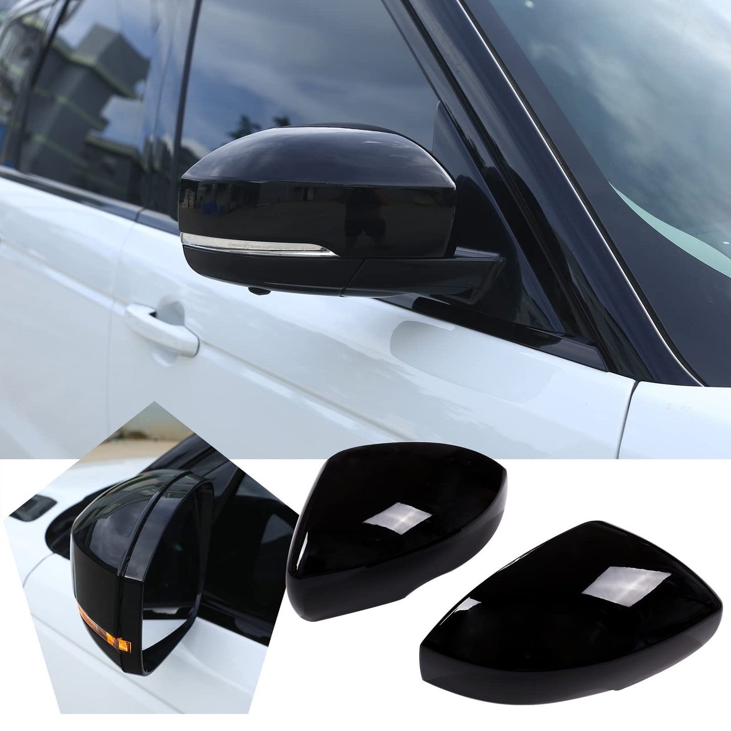 Side Rearview Mirror Cover For Land Rover Range Rover Sport 2014-17 Gloss Black