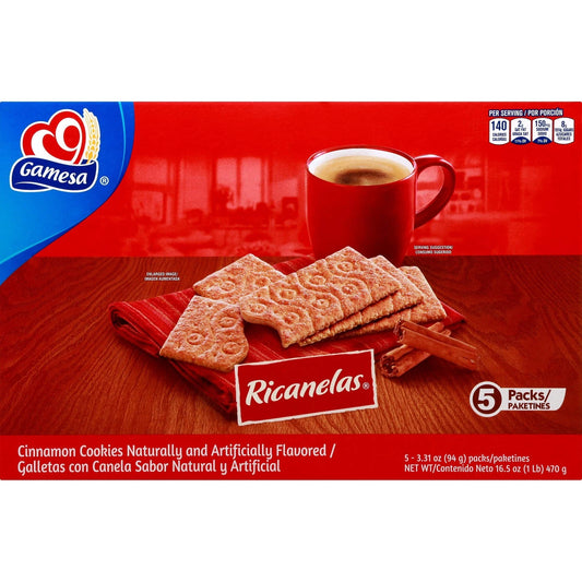 Gamesa Ricanelas Cinnamon Cookies 17.2 oz - 5 Packs