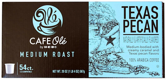 HEB Cafe Ole Texas Pecan single serve coffee 54 count