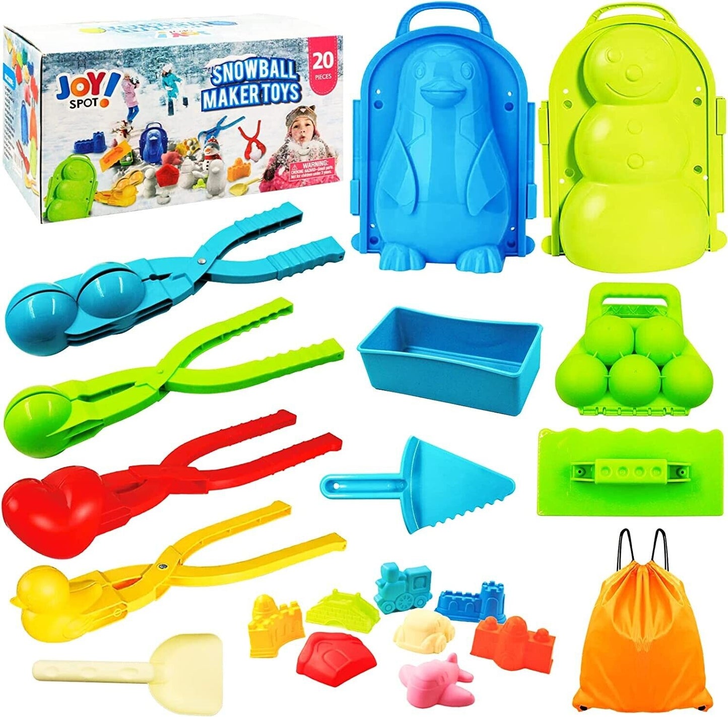 Beach Toys Sand Molds for Kids Todders 20pcs Snow Building Kit with Storage Bag
