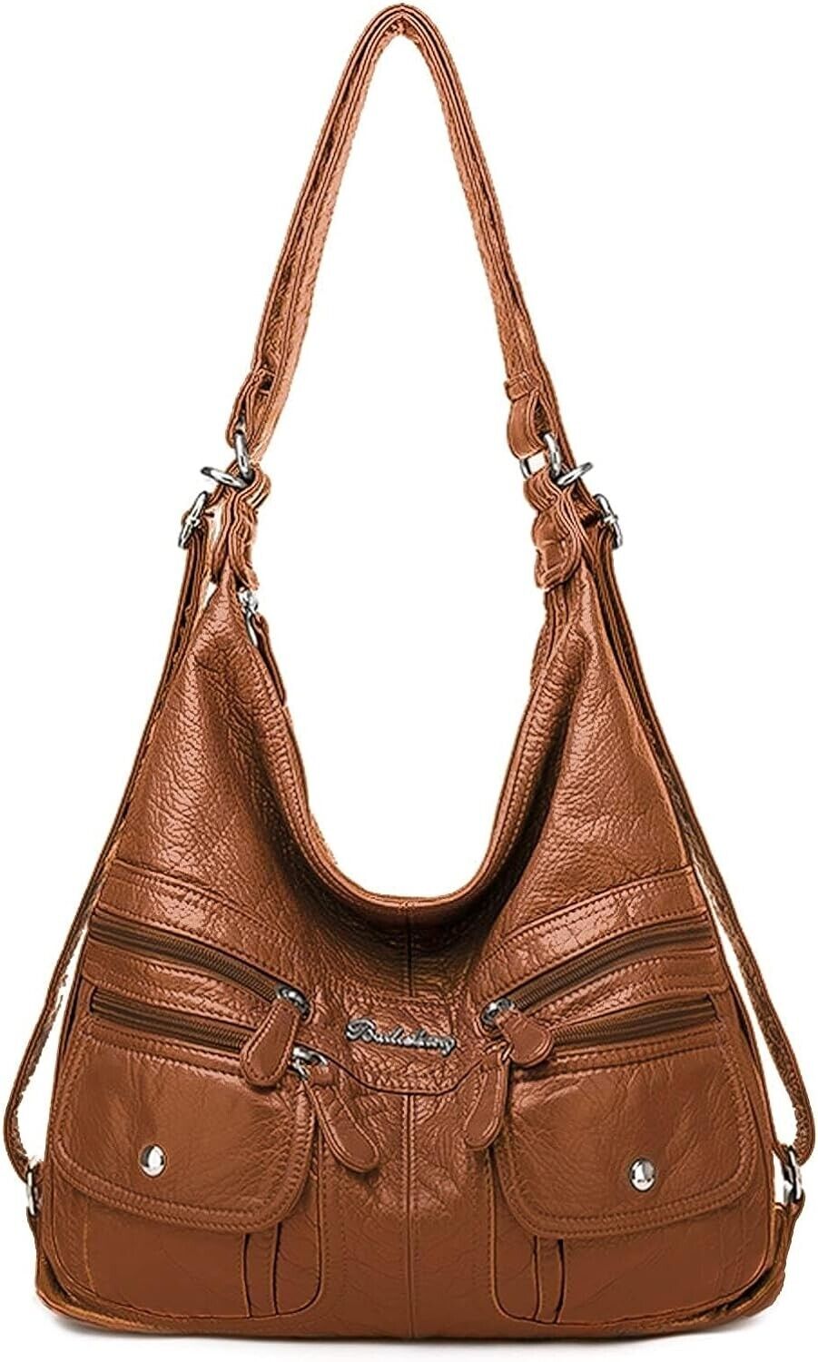 Large Boho Satchel Hobo Purse for Women - Leather Crossbody Bag with Strap
