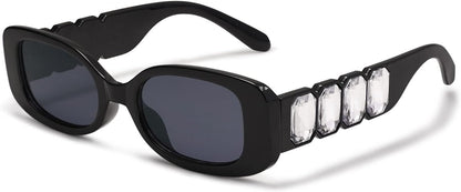 Trendy Retro Rectangle Sunglasses AP3653 - UV400, Unisex, Jewel Accents
