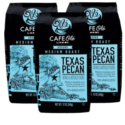 Cafe Ole Texas Pecan Ground Medium Roast Coffee by HEB 12oz (3 bags)