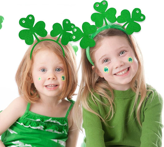 St Patricks Day Headbands Green Shamrock Head Bopper Clover Irish Day (2 Pack)