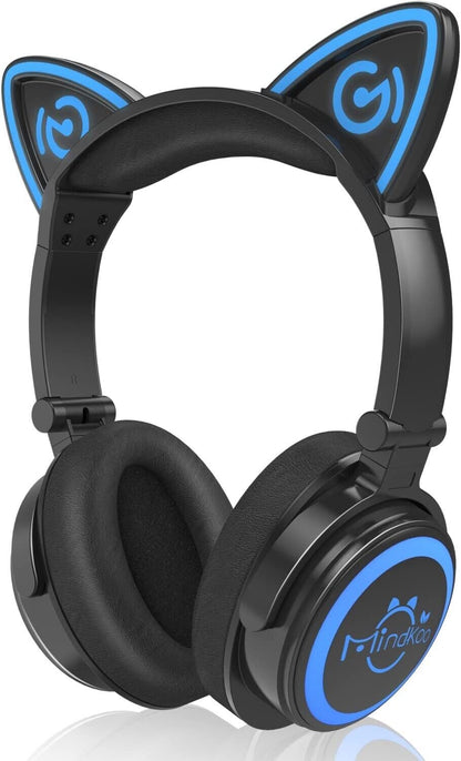 LED Cat Ear Bluetooth Headphones, 7 Colors, Foldable Stereo Headset Microphone
