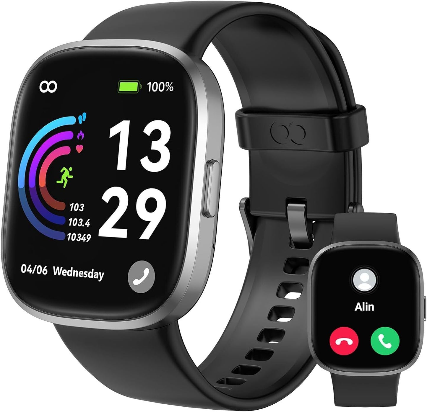 anyloop 46mm HD Smart Watch - Call, Fitness & Health Tracker, IP68 Waterproof