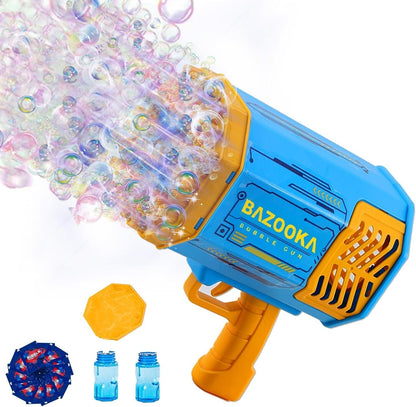 69-Hole Bubble Gun Bazooka with Lights, Blue - Outdoor Fun for All Ages