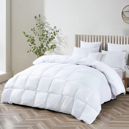 King Size White Down Feather Comforter 106x90" - Lightweight Duvet Insert