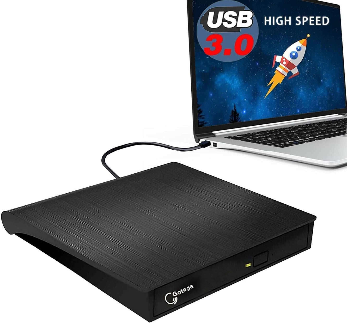 Gotega USB 3.0 External DVD Drive +/-RW for PC, Mac, Linux - Portable DVD/CD