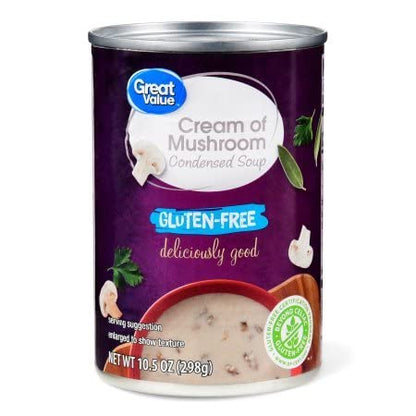 Great Value Cream Of Mushroom Condensed Soup, Gluten-Free, 10.5 oz (Pack of 2)