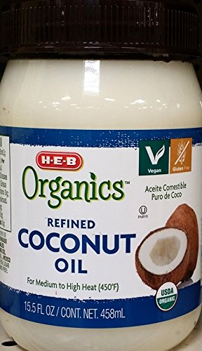 HEB Organic Refined Coconut Oil 15.5 Oz (Pack of 2)