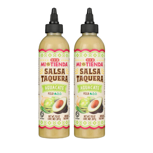 HEB Mi Tienda Salsa Taquera Aguacate, Avocado Taco Hot Sauce, 9.5 oz (Pack of 2)