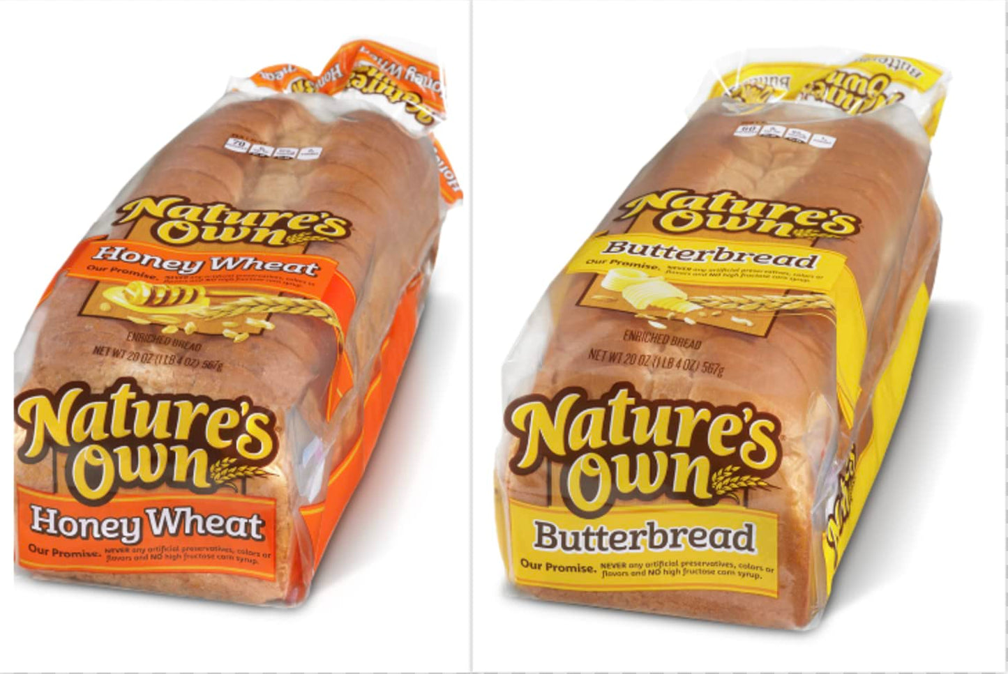 Natures own Honey wheat bread / Natures Own butter bread combo pack