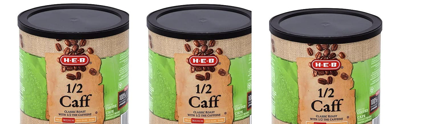 HEB 1/2 Caffeine Classic Roast Medium Ground Coffee13 oz (pack of 3)