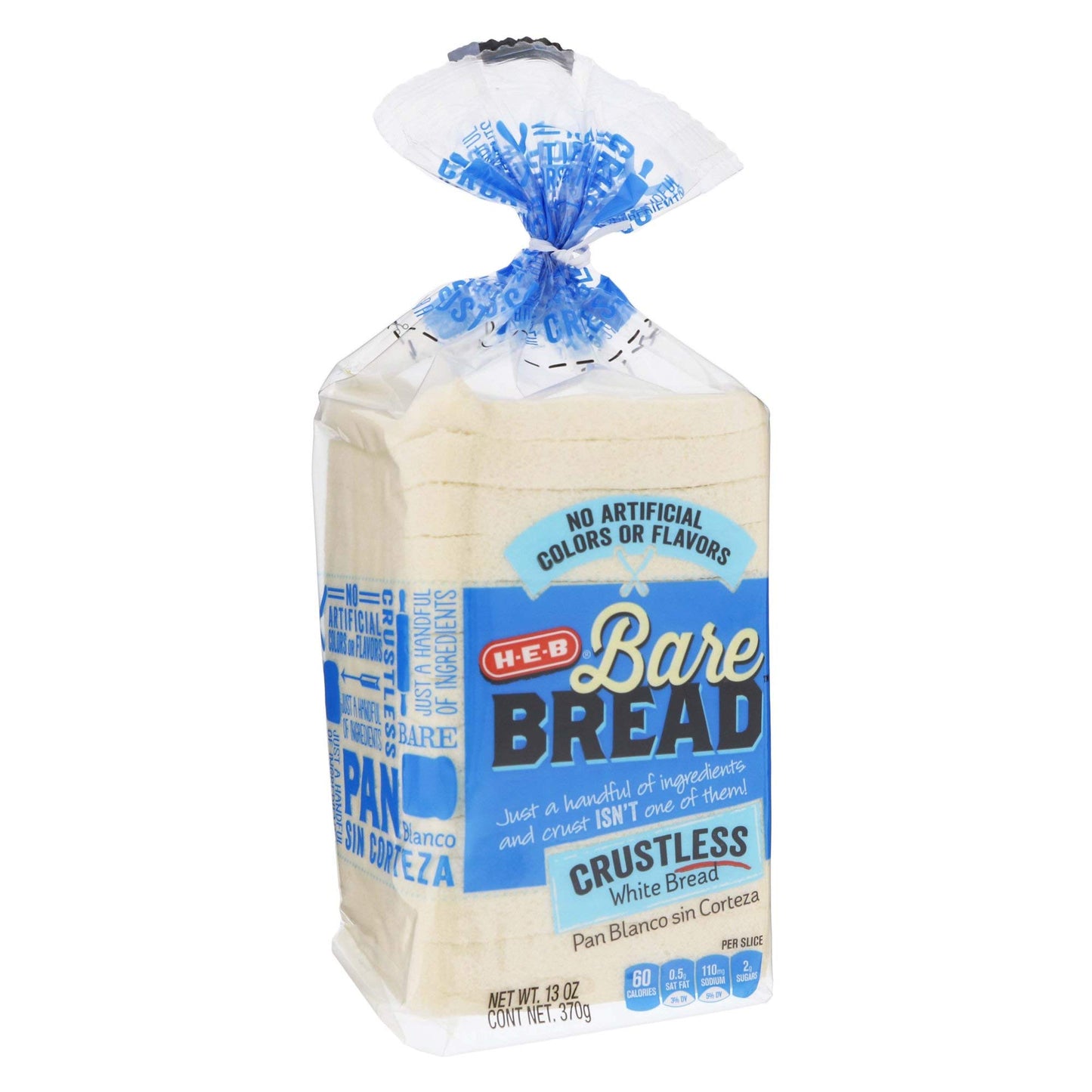 HEB Bare Bread Crustless White Bread 12.5 Oz (Pack of 2)
