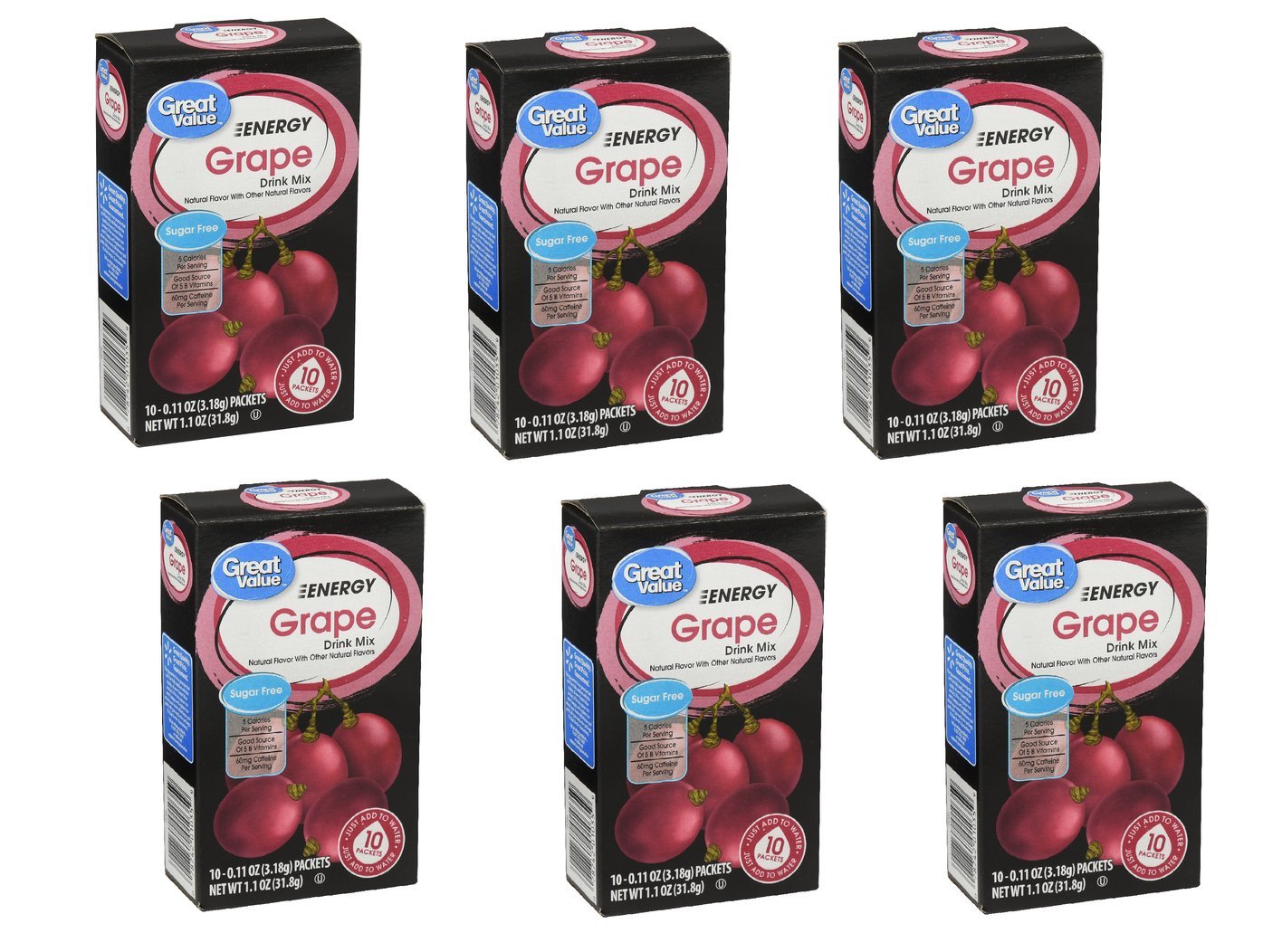 Great Value Grape Energy Drink Mix, 10ct (Pack of 6)