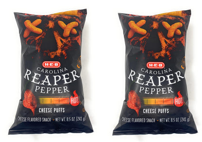 HEB Carolina Reaper Pepper Hot Cheese Puffs Chips - 2 bags