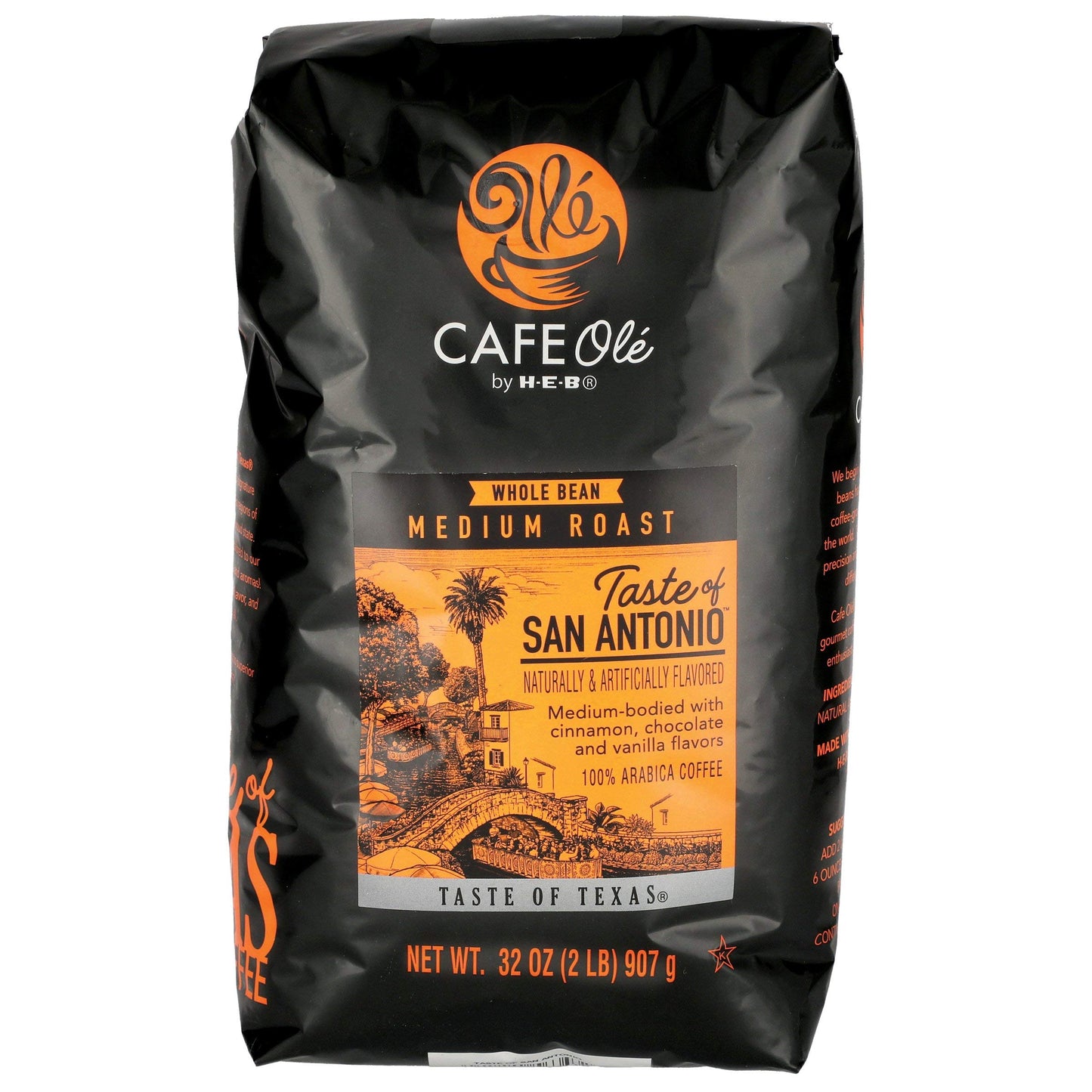 Cafe Ole Taste of San Antonio whole bean coffee 32 oz