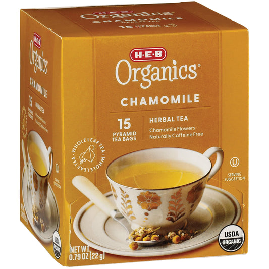 H-E-B Organics Chamomile Herbal Tea - 15 Pyramid Bags (Pack of 2)