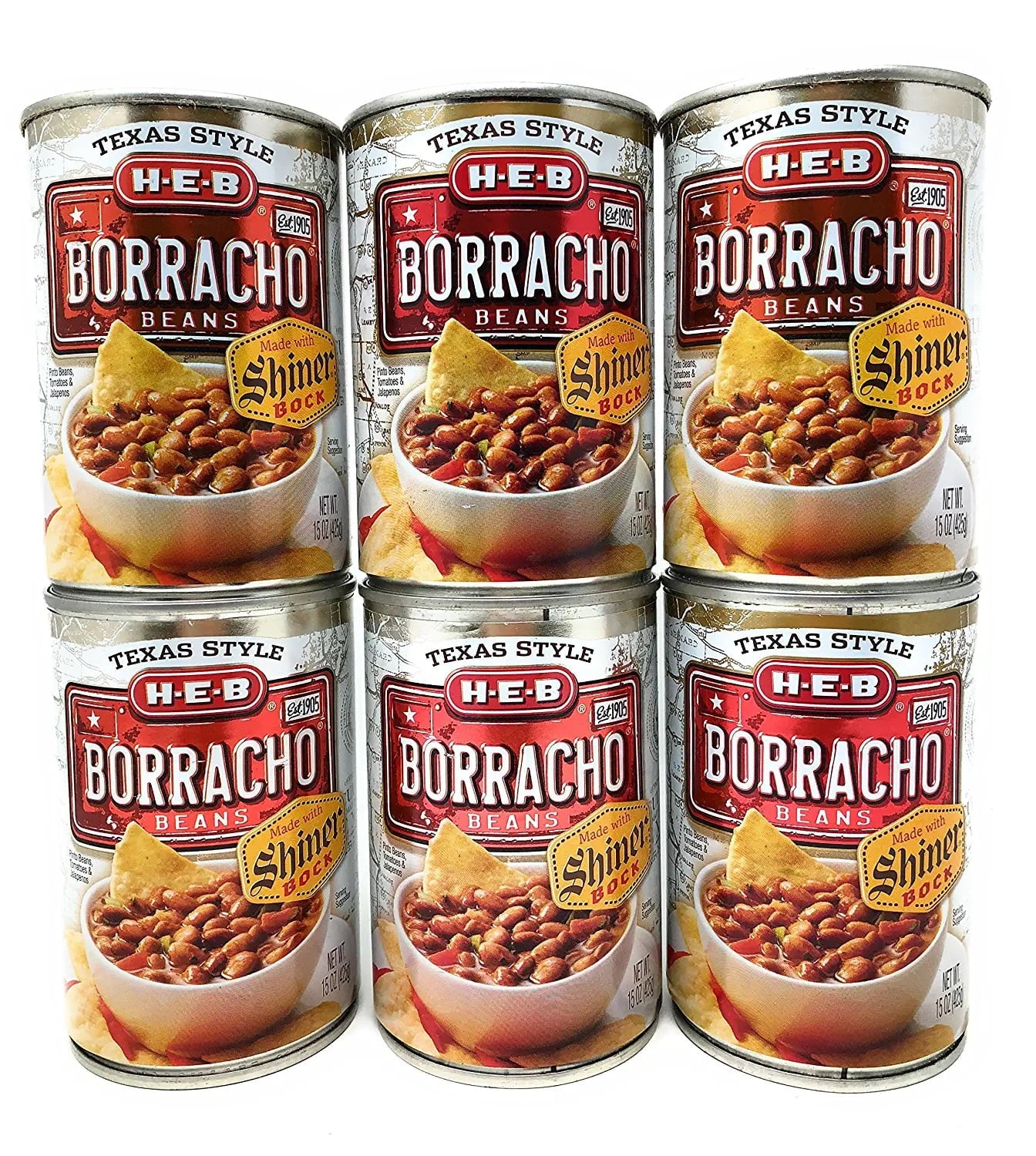 HEB Borracho Beans Made with Shiner Bock Beer 15oz (Pack of 6)